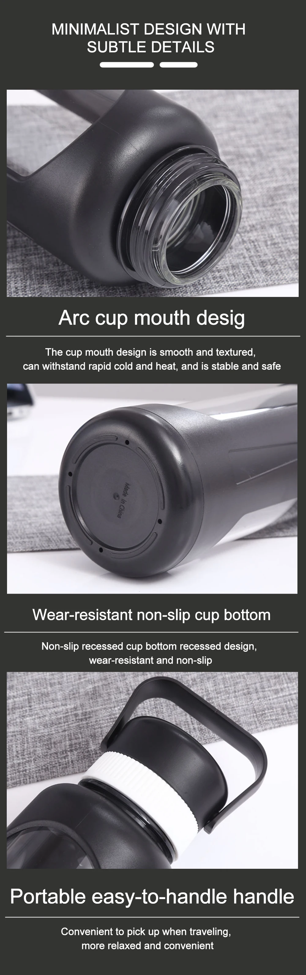 Walcold Customize 1000ml Glass Water Bottle With Silicone Protection Sleeve Cover