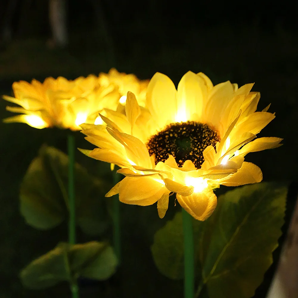 Solar sunflower lights LED garden decoration simulation flower lights outdoor waterproof garden park villa lawn lights