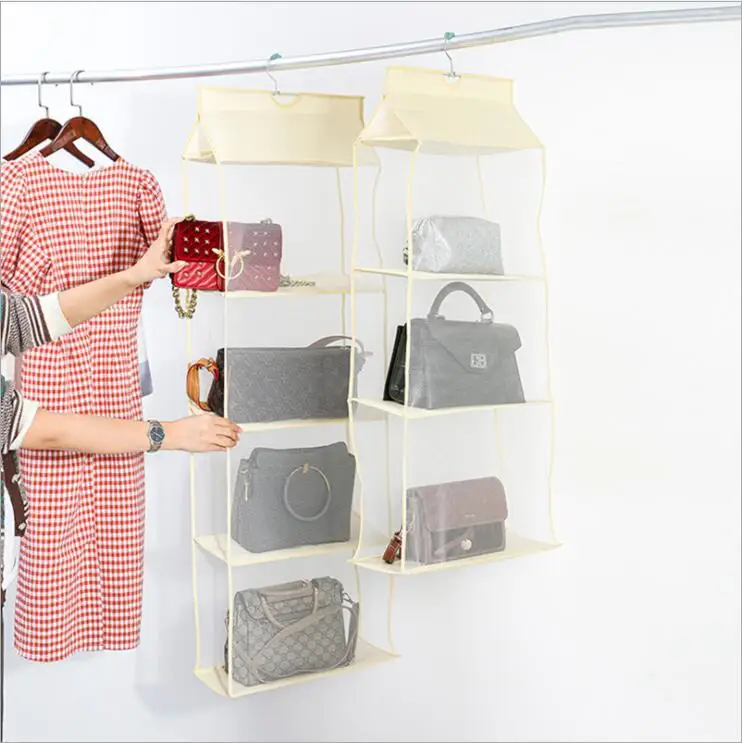 Hanging Handbag Organizer Dust Proof Storage Holder Bag Wardrobe Closet for Purse Clutch with 6 Larger Pockets for Organizing