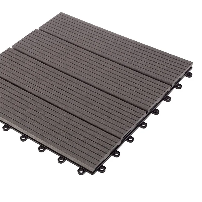 Interlocking outdoor decking non-slip plastic wood wpc flooring tiles engineered flooring
