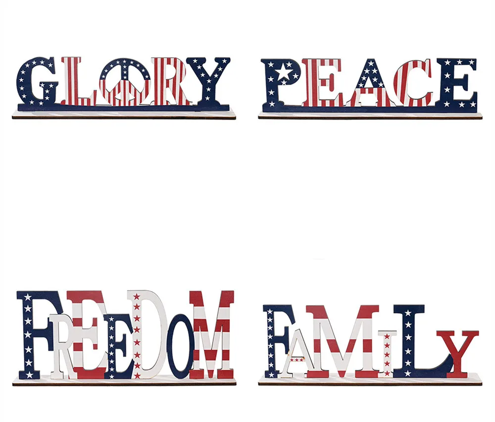 22.4  New American Independence Day National Day Decorations Wooden Letter Ornament Desktop Creative Printing Ornament