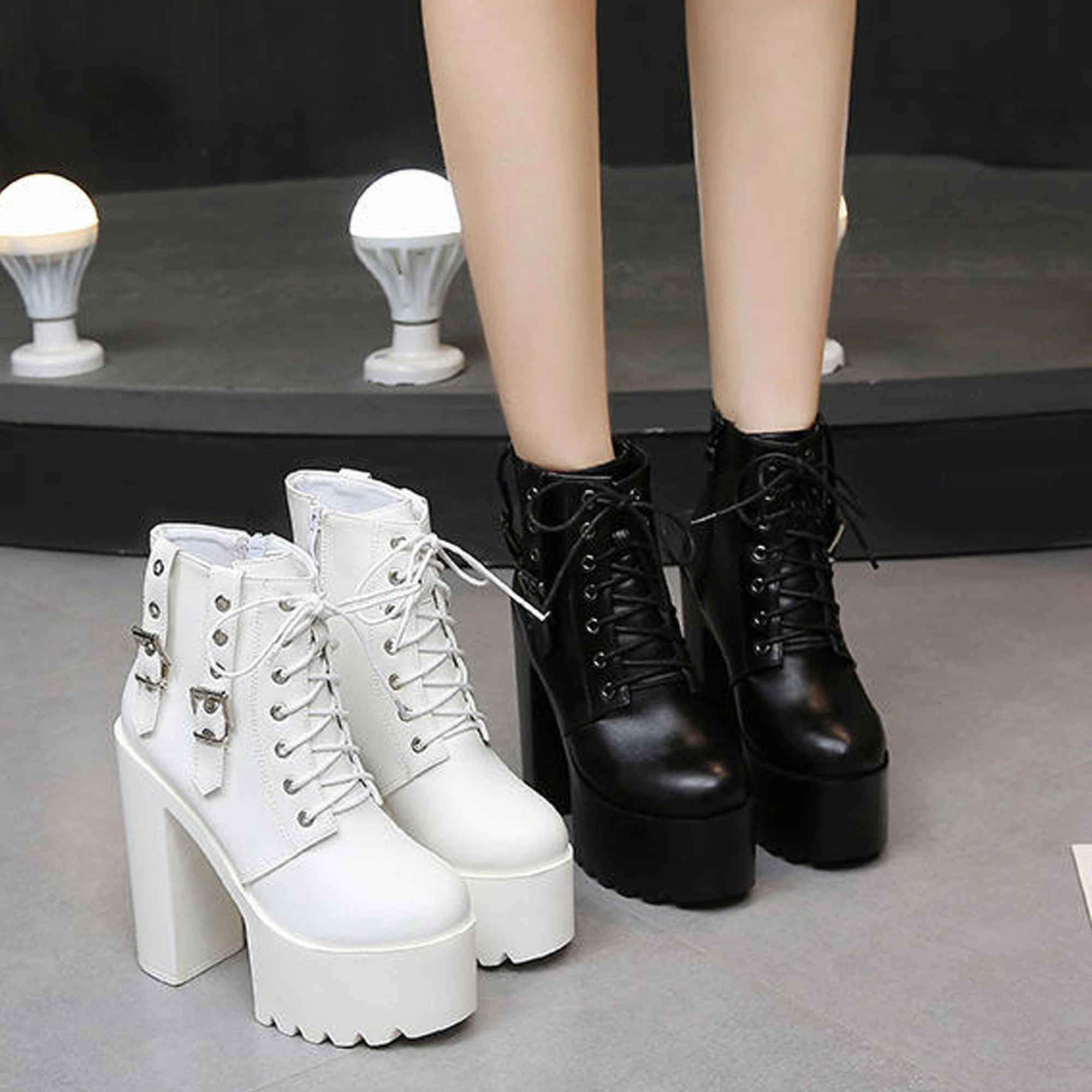 Wholesale Casual Ladies Chunky Heel Booties Waterproof High Heel Winter Ankle Boots Shoes For Women