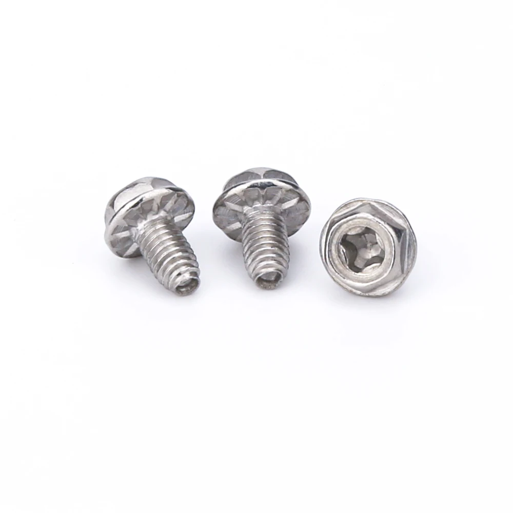 Coarse thread flower teeth bottom anti-slip screws stainless steel cross recessed hexagonal head flange face locking screws