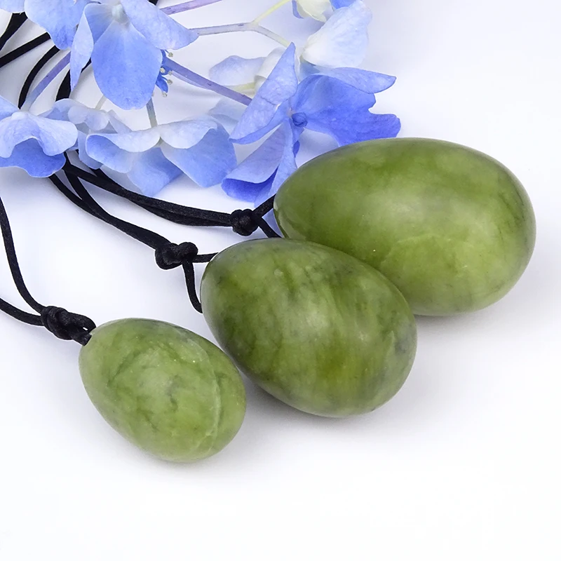 Best sale 100% natural real gemstone Green nephrite jade quartz jade yoni egg set for women