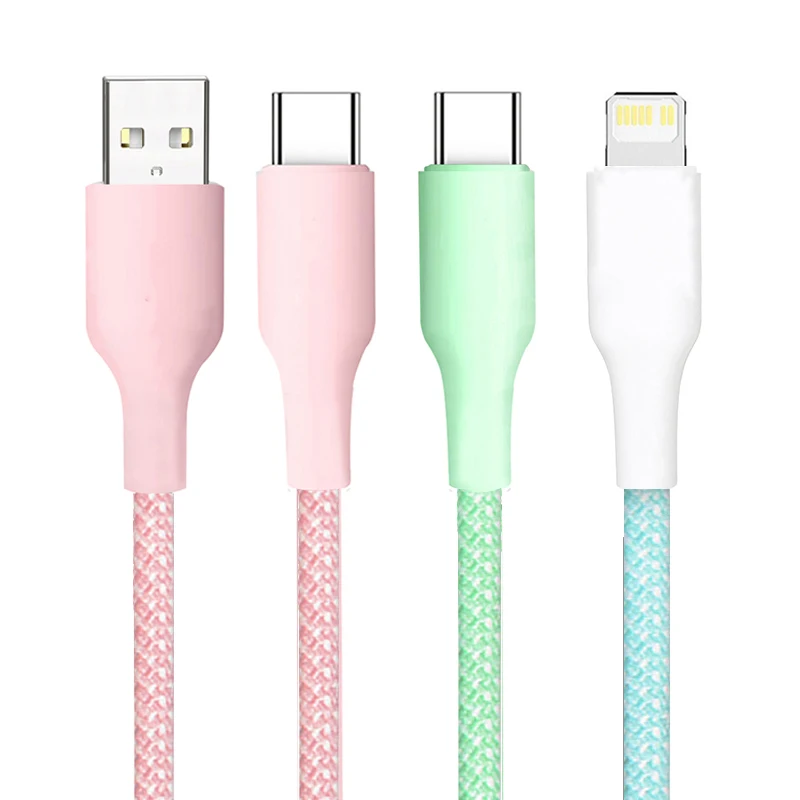 New arrival USB Cable Fast Charging Nylon Braided USB A to ISO Charger Cable  2.4A 12W USB cable data for iphone