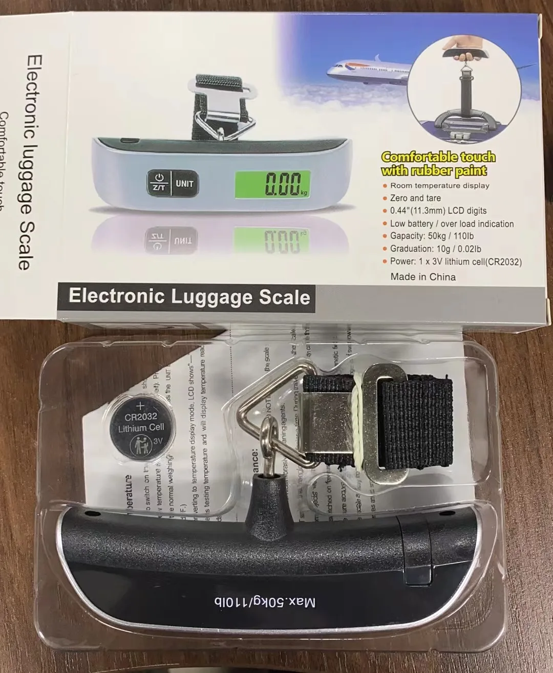 Hengte Hand Stainless Steel LCD Display Hanging Suitcase Weighing Portable Travel  50kg Weight Electronic Digital Luggage Scale