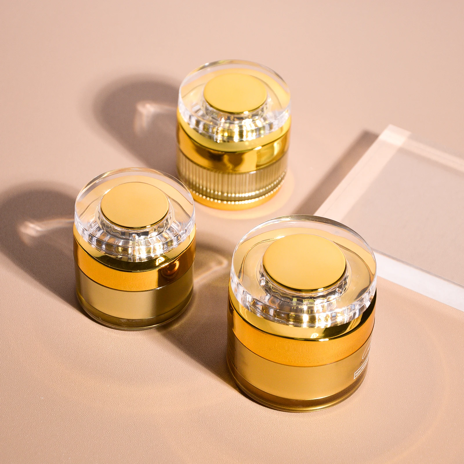 Luxury Screw Cap Plastic Jar 10g 15g 20g 30g 50g Cosmetic Round Shape Gold Acrylic Jar Container Empty Cream Jars With Pp Lid