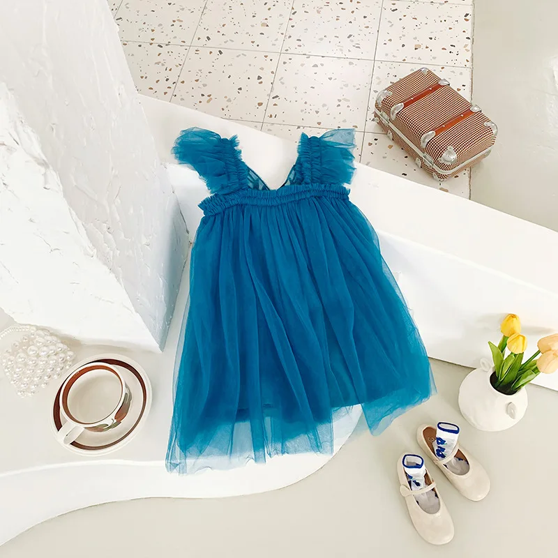 Baby Dresses for 1-5 Years Suspenders Kids Mesh Summer Dress with Butterfly Wings Little Girls Birthday Cute Princess Dress