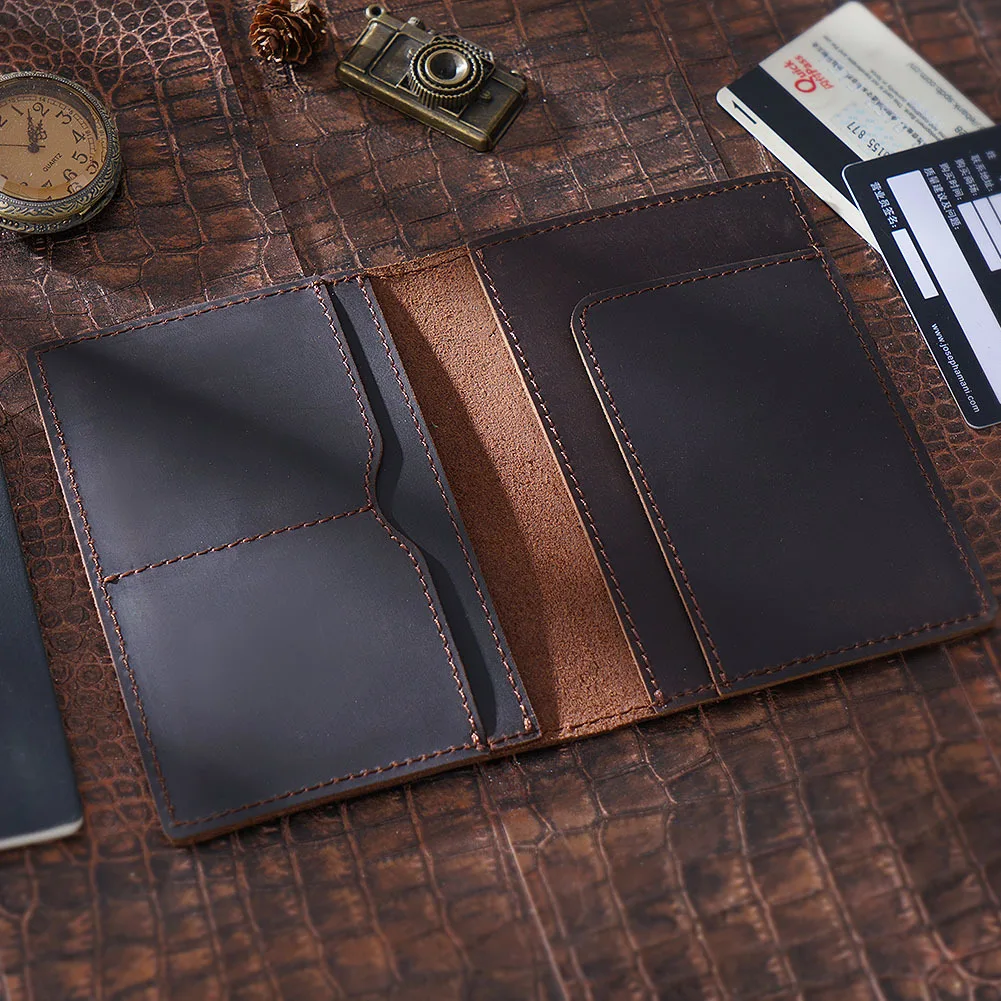 Custom Luxury Genuine Leather Passport Holder Travel Wallet Passport Cover