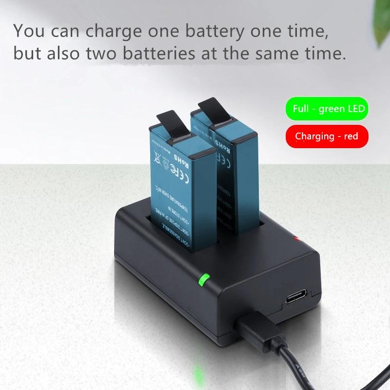 1600Mah 3.85V Go Pro Black 4K Action Camera Accessories Refuel Lithium Batteries Pack Dual Charger Battery for GoPro Hero Max