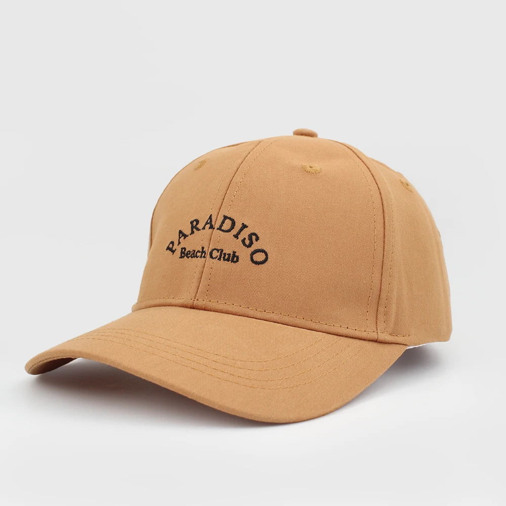 Khaki Classic Custom Design Embroidered Letter Simple baseball caps round