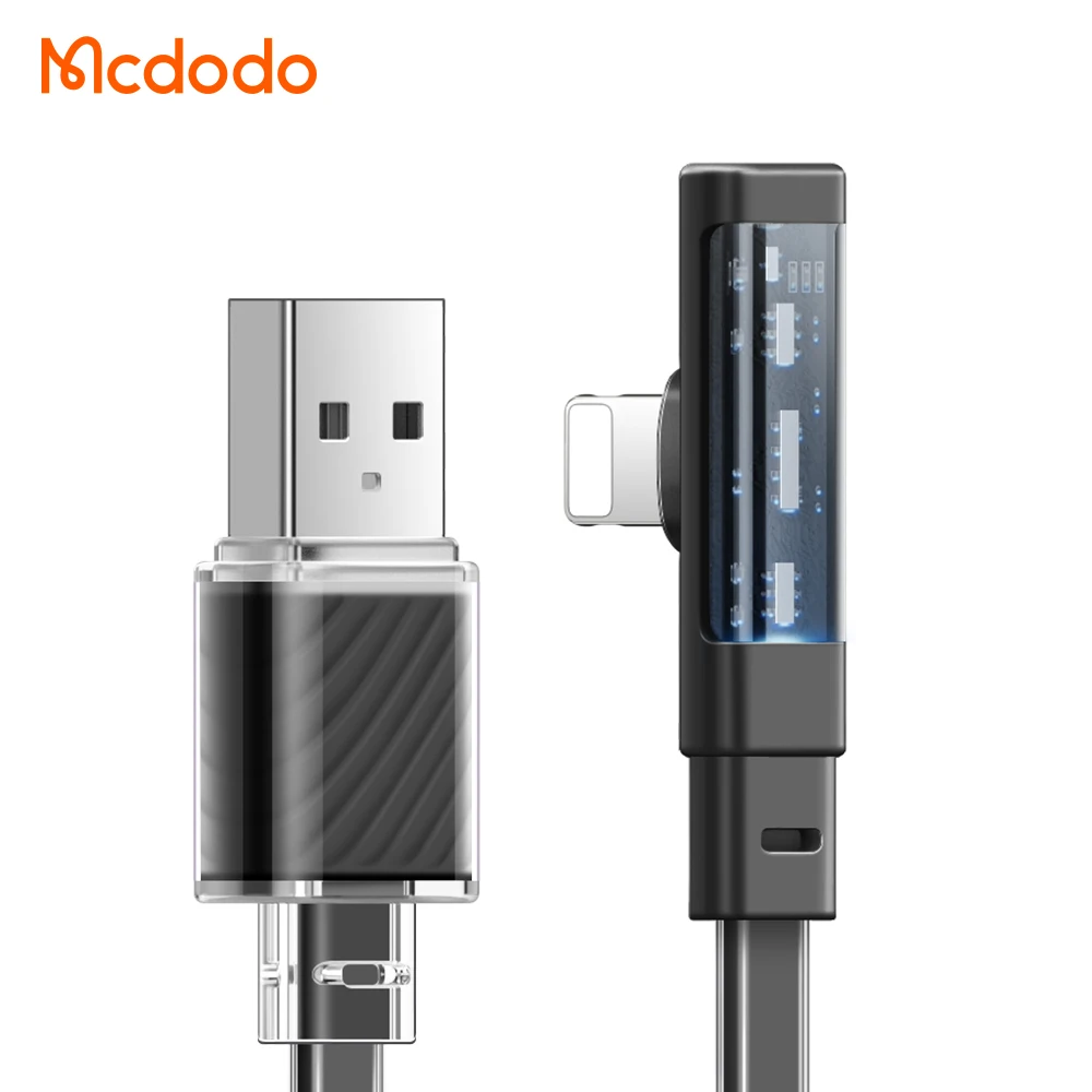 New Charger L Shape USB Cable 3.9/5.9ft Flat and Colorful 3A Safe Charging LED Mobile Data Cable USB for iPhone