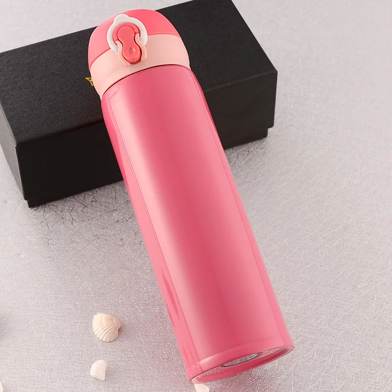 Wholesale 304 stainless steel vacuum flask Double wall vacuum cartoon bounce pea water bottle advertising gift water mug