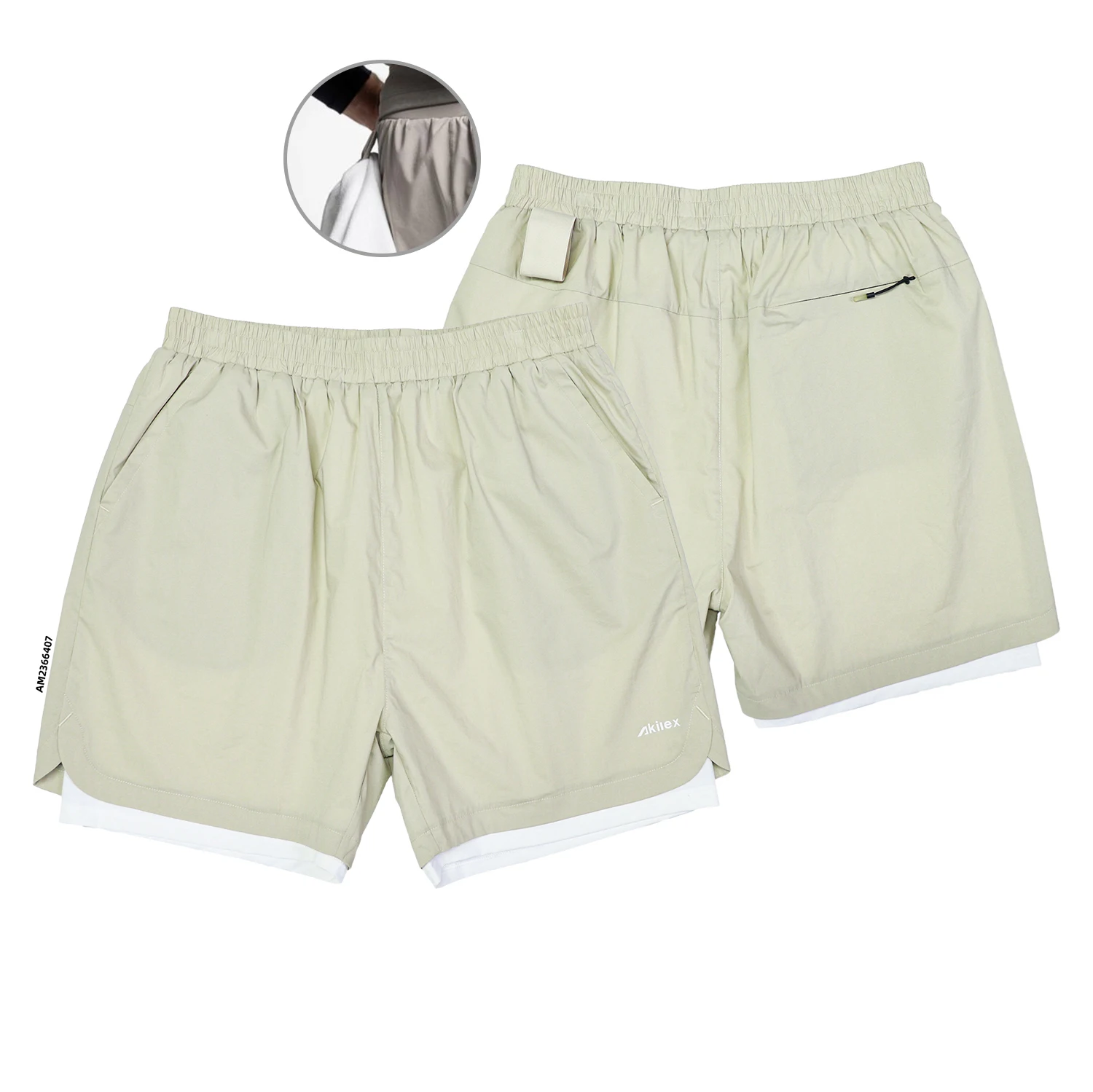 Custom  breathable 2 in 1 Running Shorts Quick Dry Athletic Liner Workout Shorts Zip Pocket Towel Loop Mens running short