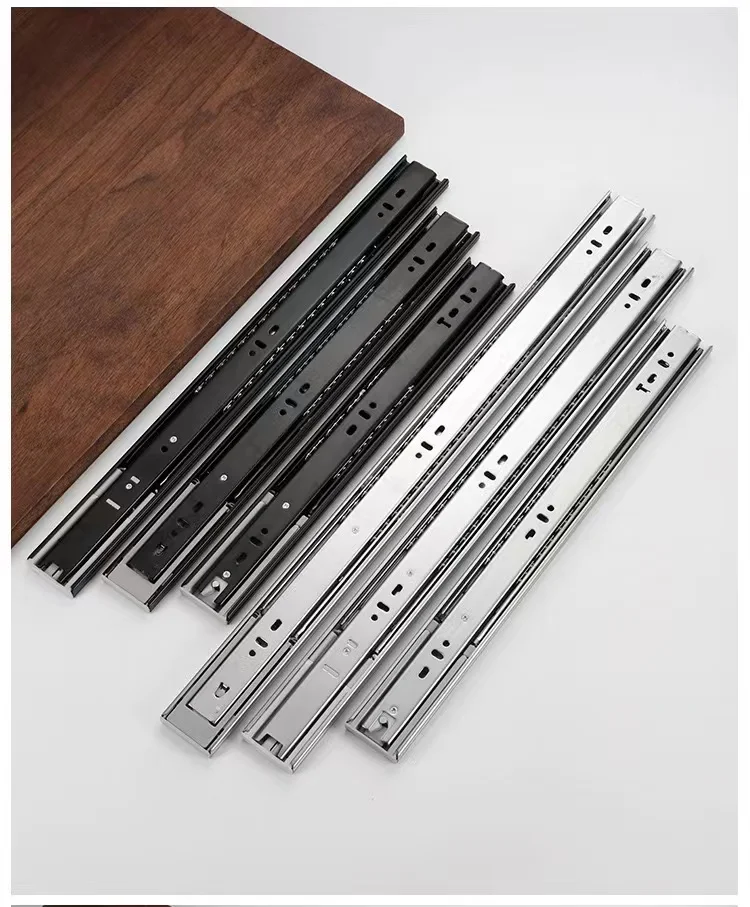 Heavy-duty drawer slide cold-rolled steel thickened drawer slide cushioned damped rail coat cabinet ball slide