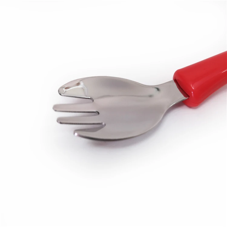 Toddler Plastic Spoon fork Kids Cutlery set Stainless Steel Fork Spoon with Plastic Handle