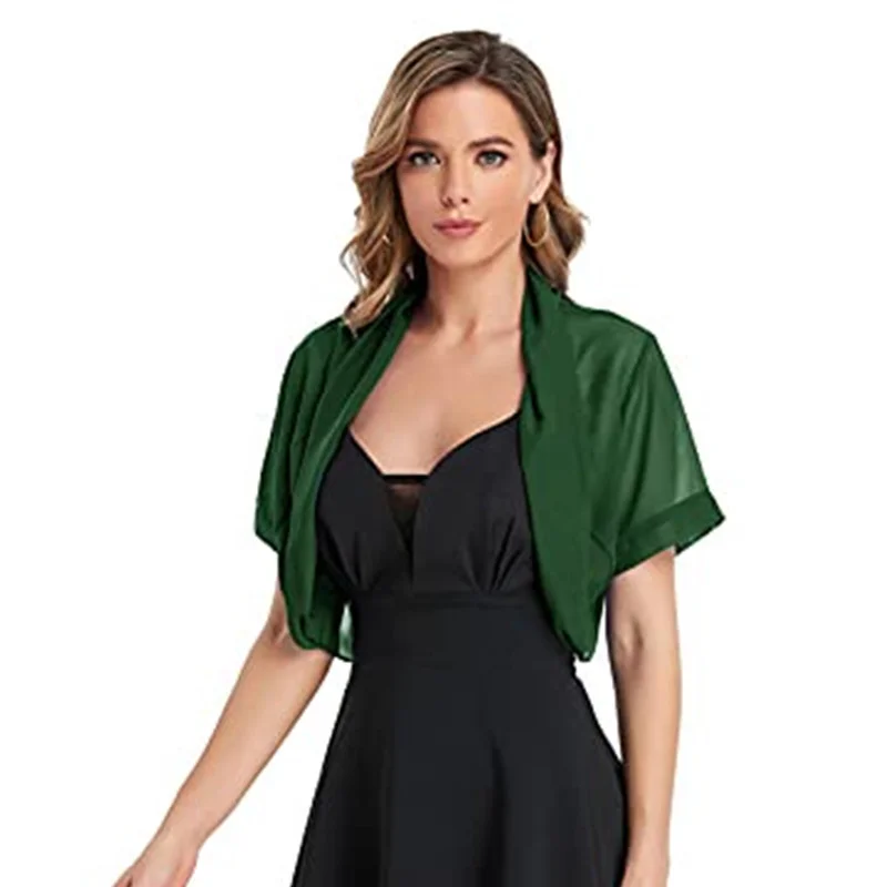 Short short sleeve refreshing chiffon shawl thin summer wear with skirt small shawl summer sunscreen cloak