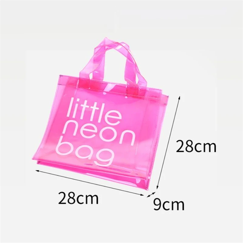 Neon Jelly Color Big PVC Purse Beach Tote Bags for Women Handbags Transparent Fashion