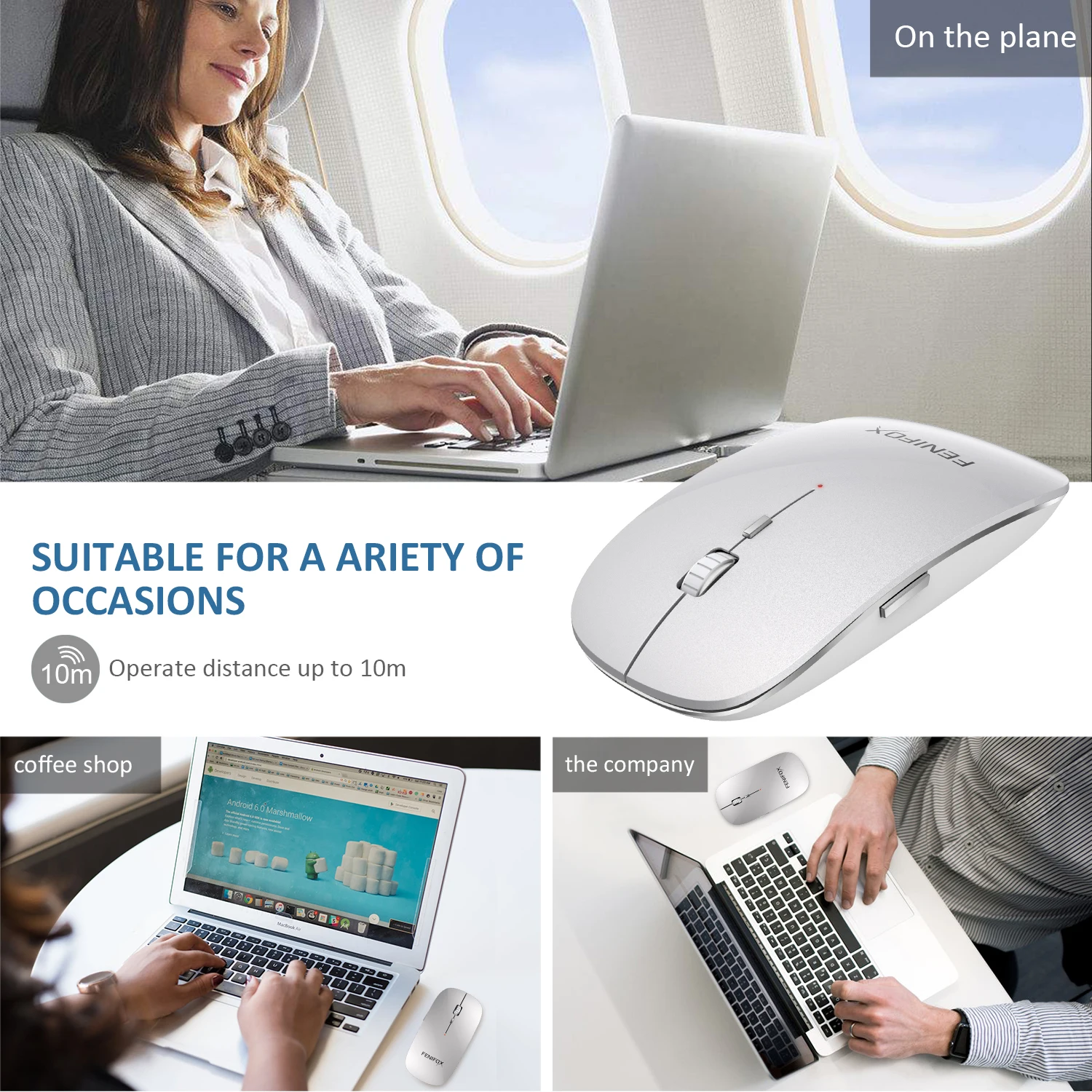 Best Selling BT 3.0/5.0 Whisper Mute Button Quiet 6 Keys Slim Thin Mini Portable Travel Optics 2.4Ghz USB Nano Wireless