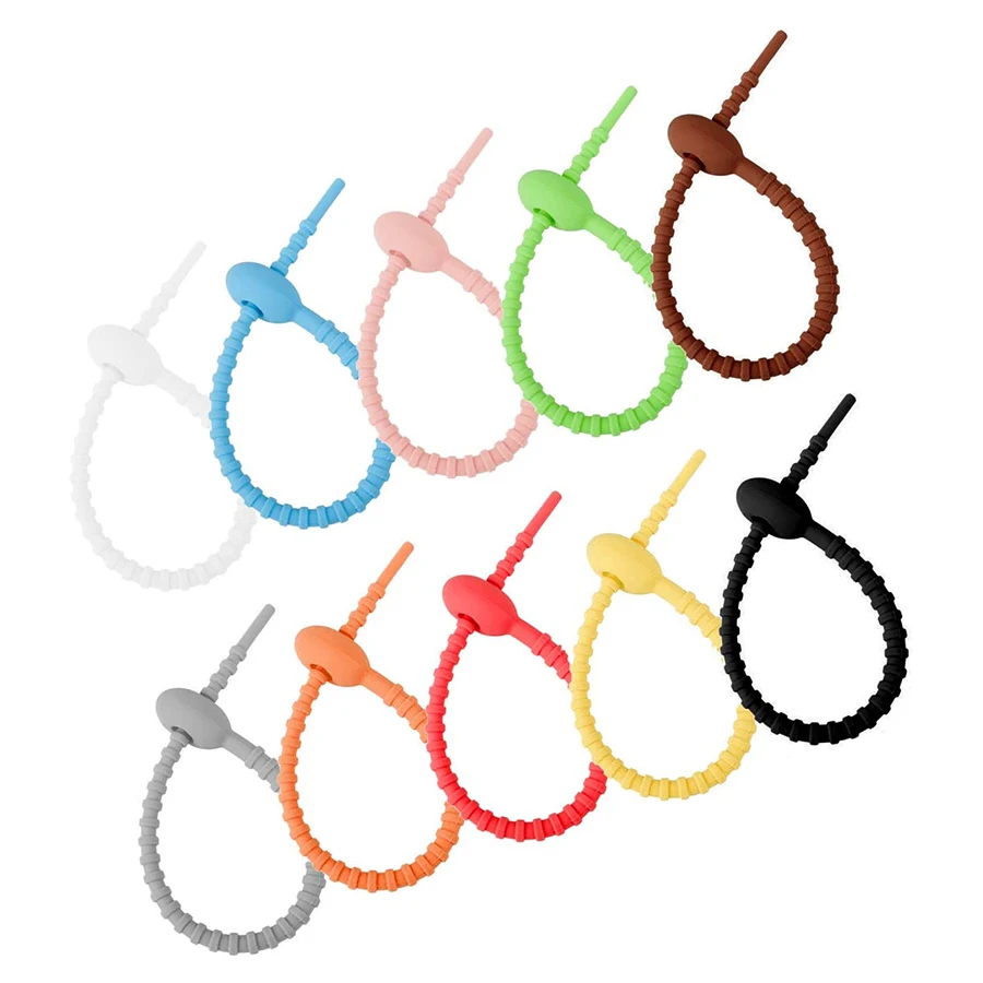 High Quality Silicone Cable Twist Tie Organizer  Silicone Strap Tie Reusable Bike Strap Wire Cord Silicone Cable Ties