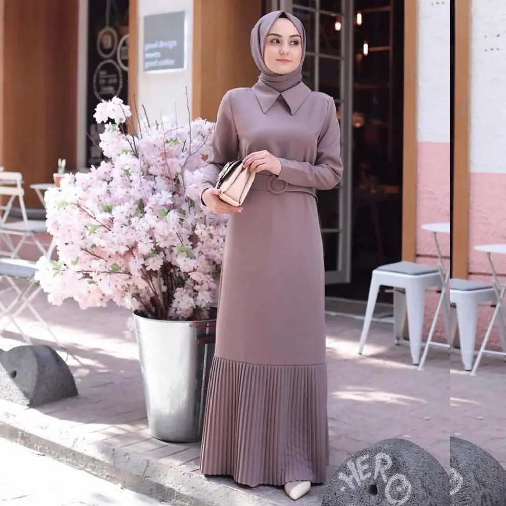 New arrival solid color Middle East Dubai Muslim women dress Islamic shopping long skirt Abaya Ramadan party dress