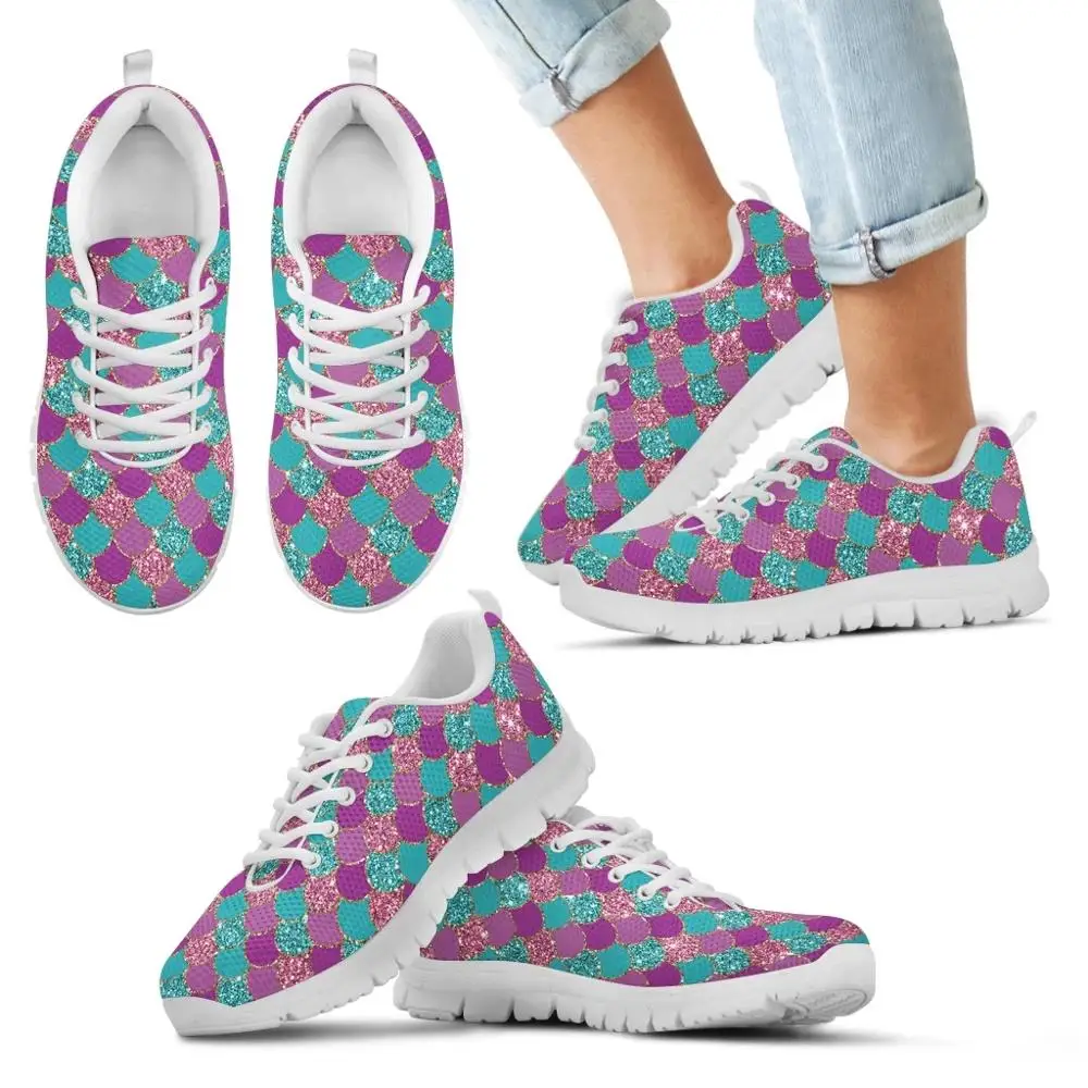Print on Demand Mermaid Skin Pattern Children Casual Outdoor Sneakers Sport Shoes for Kids and Girls