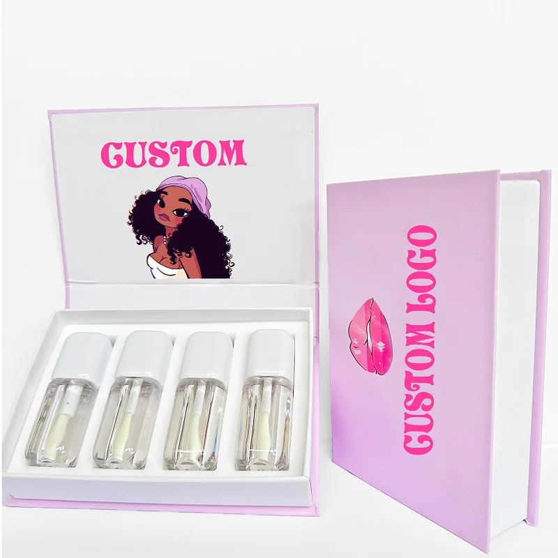 Small Quantity Customize Lipgloss Package Box Foil Printing Cardboard Boxes For Lip Oil Tint Private Label Lip Kit Packaging