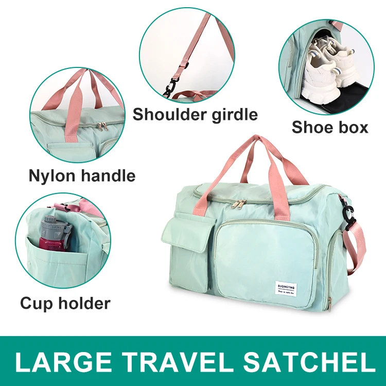 Waterproof Durable Outdoor Activity Travel Trolley Luggage Overnight Bag Carry on for Airplanes Duffle Bag with Shoe Compartment