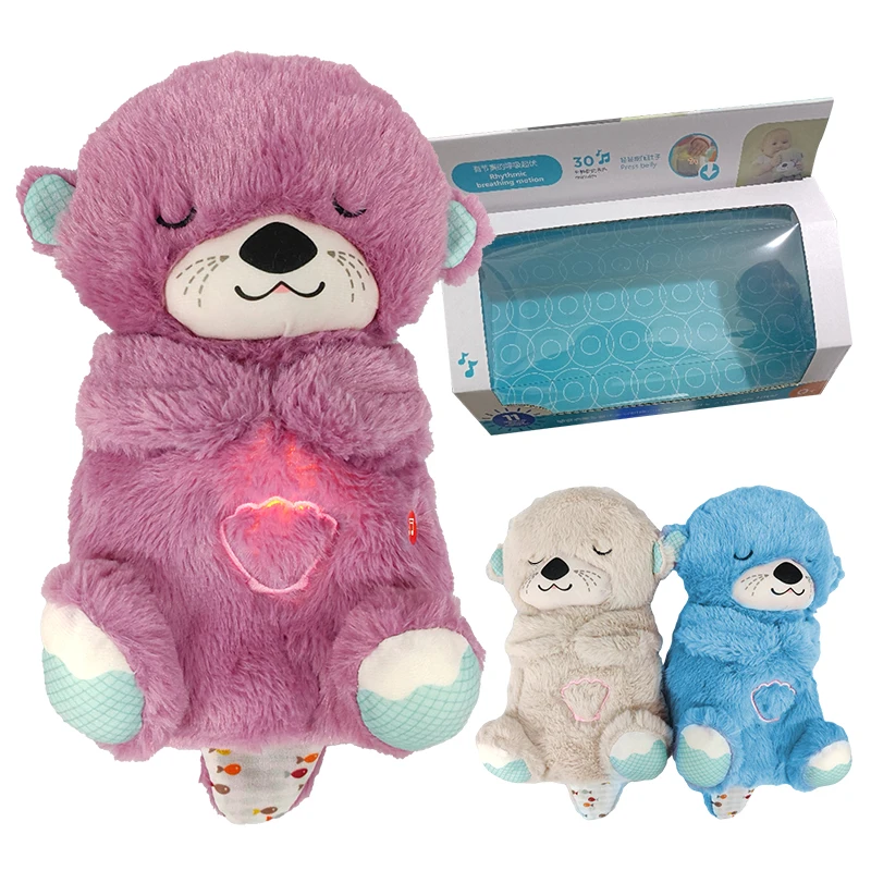 Rhythmic Portable plush sleep Heartbeat Dreamy Bear Baby Cry Sensor Lullabies Songs Musical Breathing Bear
