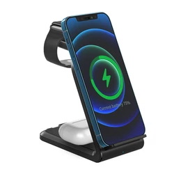 Multifunctional 3 in 1 Safe Wireless Charger 5/7.5/10/15w Phone Watch Earbuds Stand Portable Vertical Cell Phone for Iphone