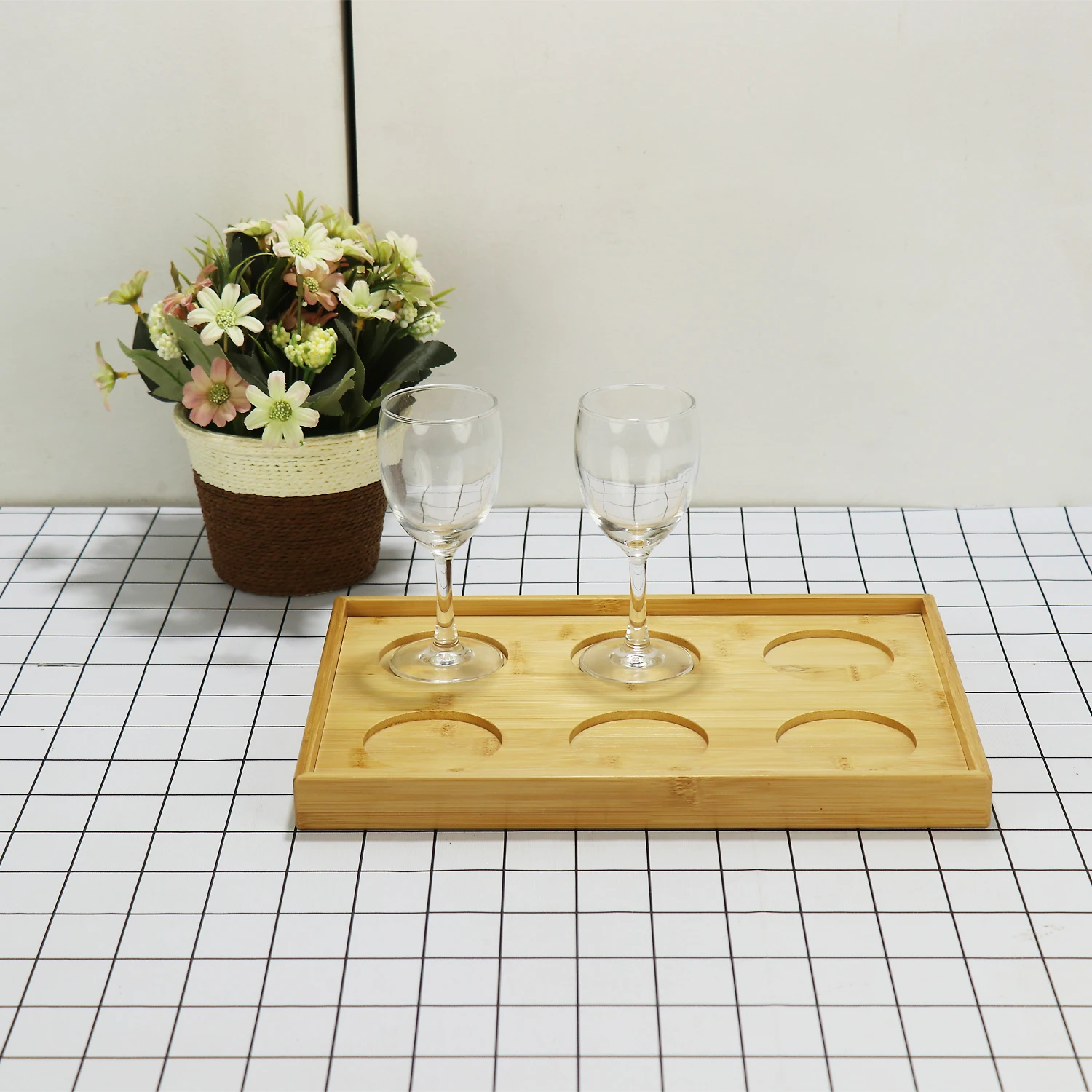 Desk Wooden Pallets re-usable wooden Wine Glasses cup serving tray  Drink Coaster bamboo wood tray