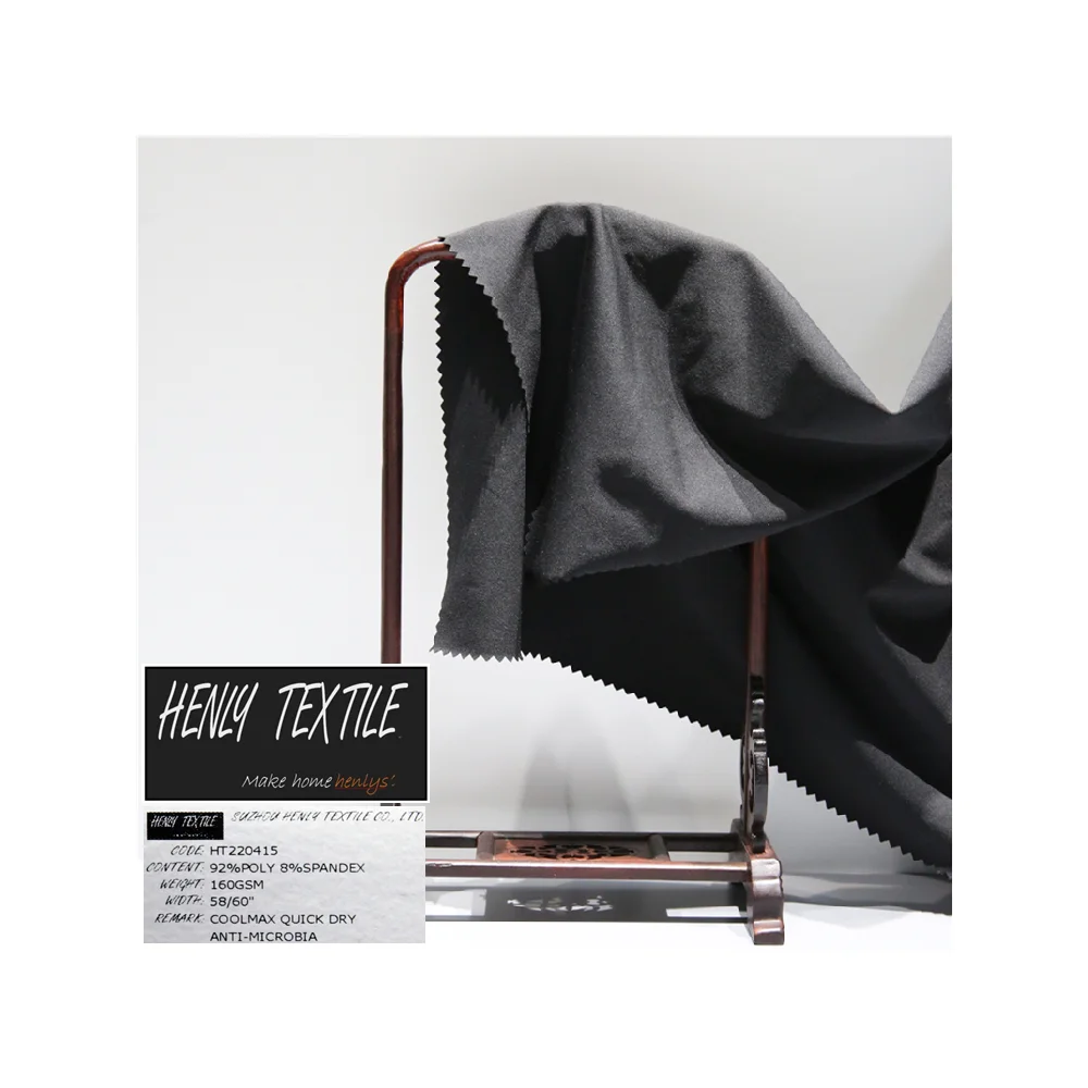 HT220415 92%POLYESTER 8%SPANDEX 160GSM COOLMAX QUICK DRY ANTI-MICROBIAL KNITTED JERSEY FABRIC FOR UNDERWEAR LINGERIE