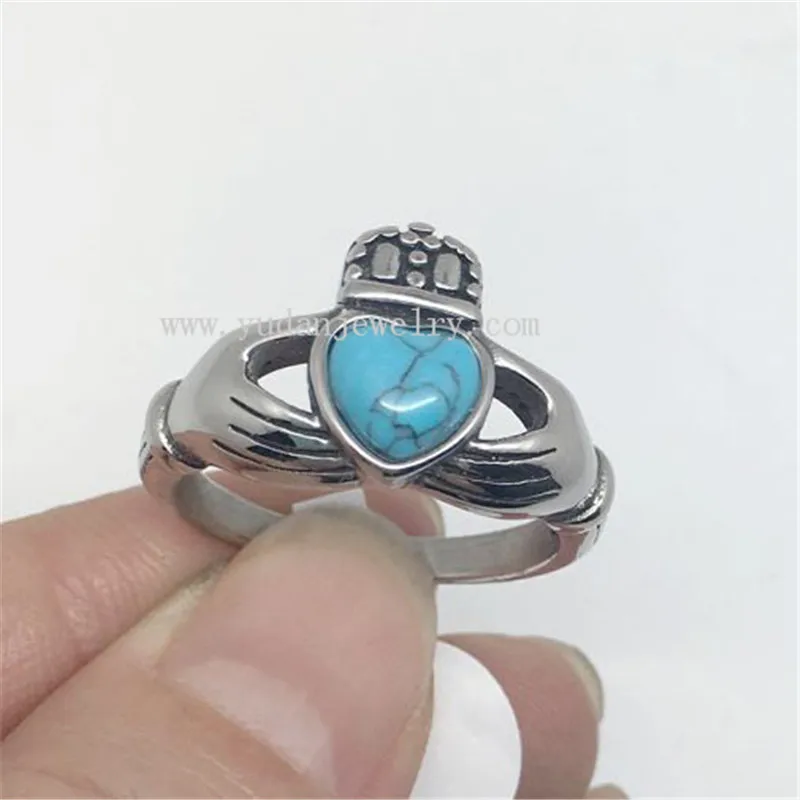 Yudan Jewelry Factory Custom Stainless Steel Turquoise Ring Men