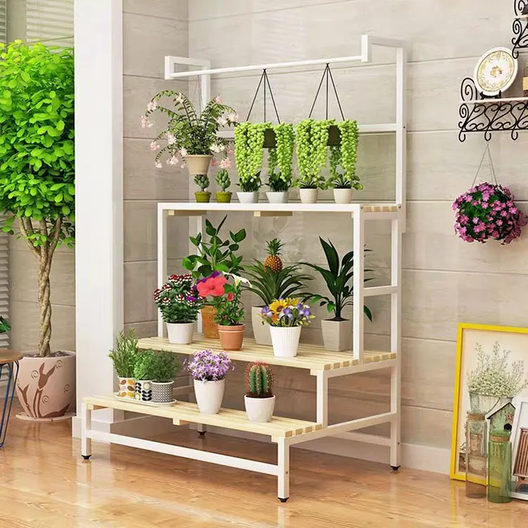 High-end Artificial  Flower Shop Garden Flooring Stand Metal Outdoor Plant Pot Display Stand Rack