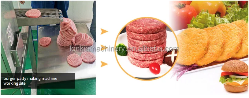 LONKIA, куриный бургерный котёнок, линия катышков, формовочное покрытие, заготовка, жаровня, охлаждение и упаковка