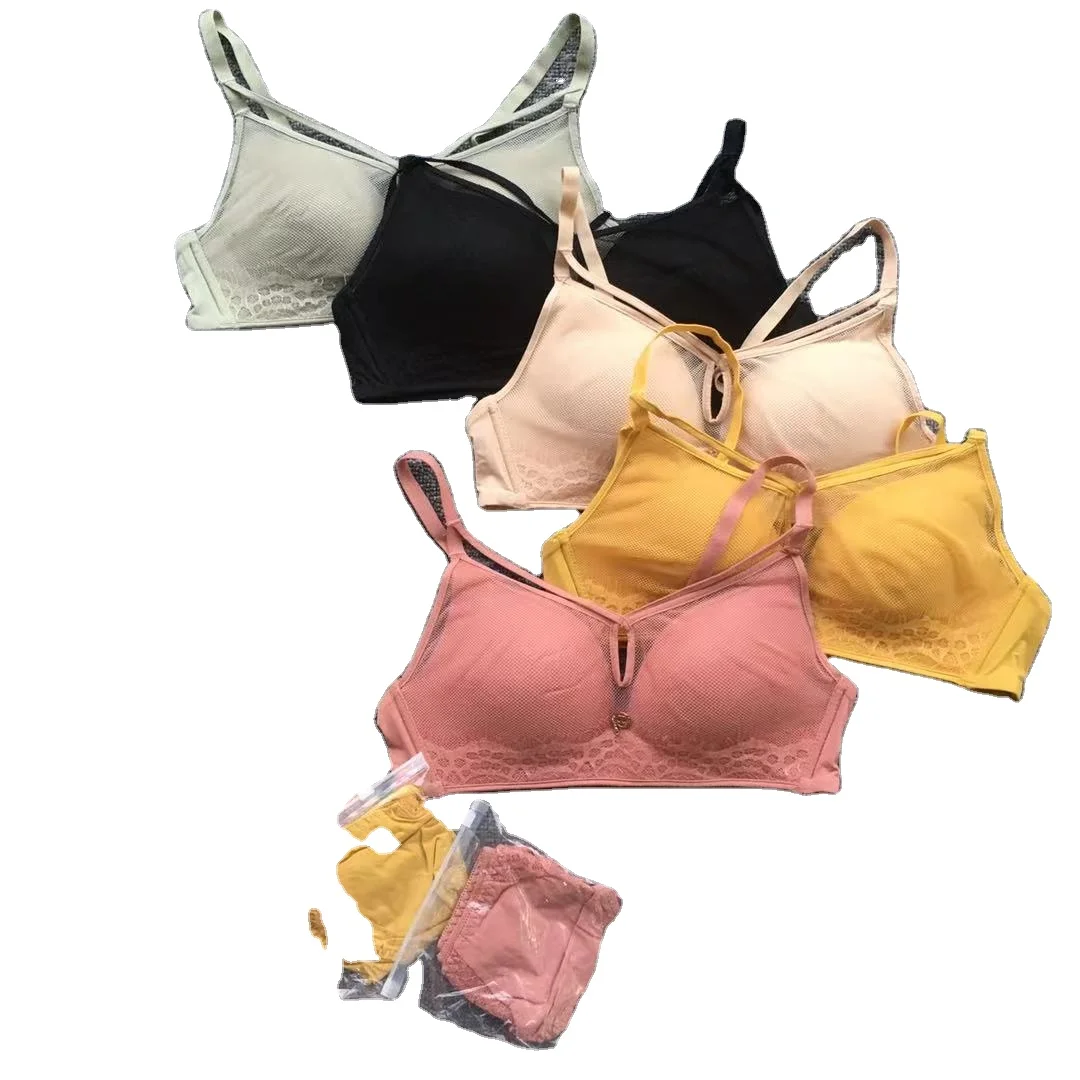 Wholesale Teenage Underwear Beautiful Girls Wire free Sponge Pad Lace Bra And Panty Sets India