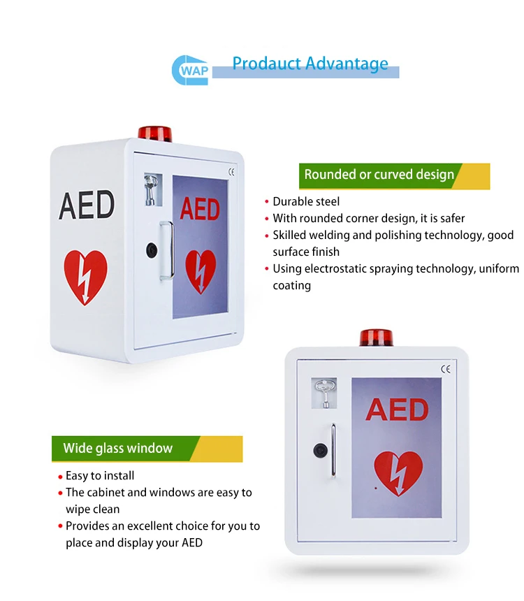 Medical First-aid Portable Aed Automated External Defibrillator Machine Cabinet Price