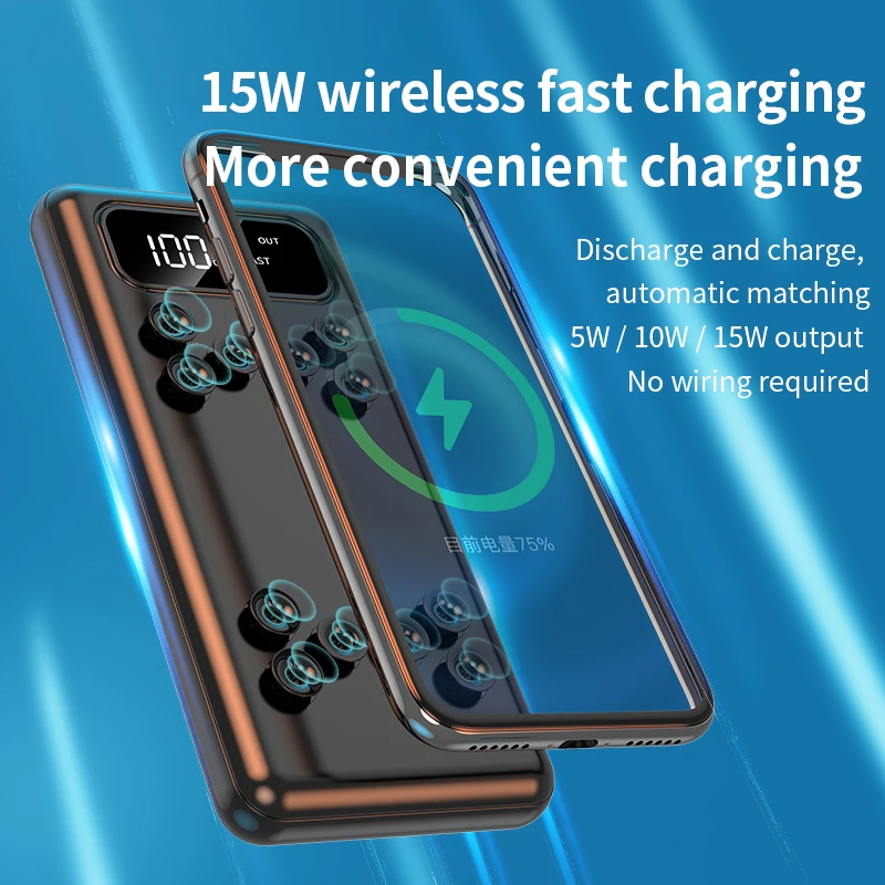 PD22.5W super fast charging mobile power supply Sucker wireless charging piano lacquer Led display Charging treasure 10000mAh