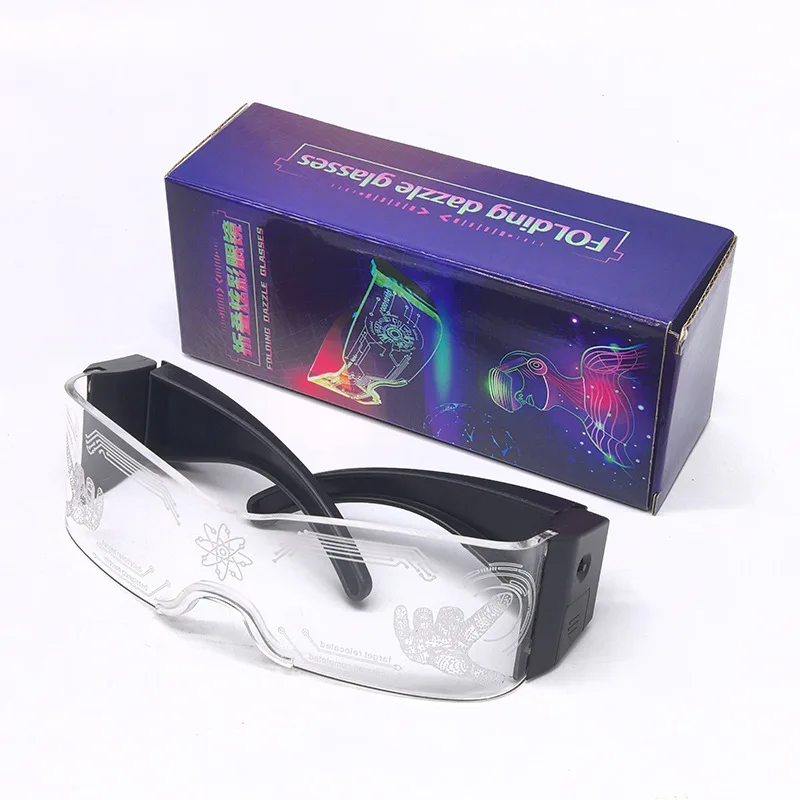 New LED Seven Color Light Light Technology Glasses Christmas Halloween Party bar dazzling technology glasses
