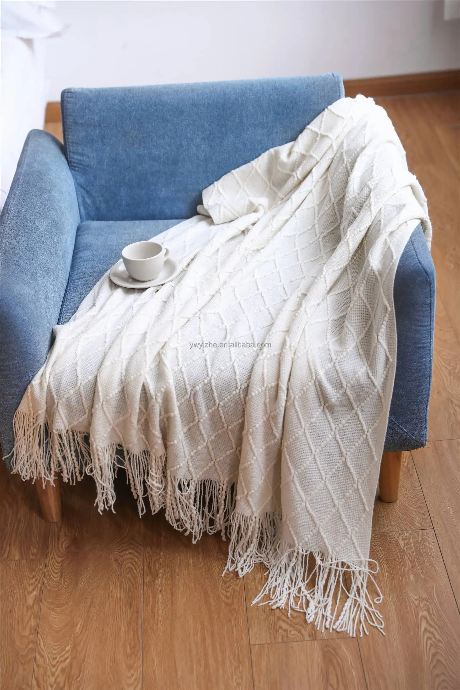 Оптовая продажа вязаный 100% акриловый текстурированный твердый домашний стул диван кровать Декор одеяла