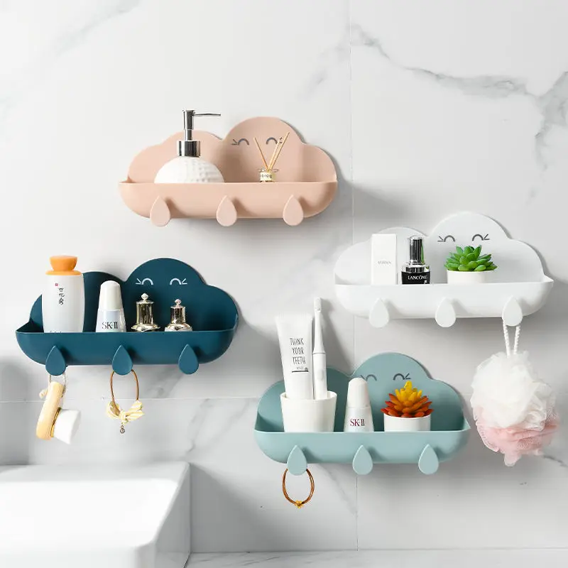 Creative Toilet Wall Hanging Bathroom accessories Free Punching Vanity Storage Rack Shampoo Holder