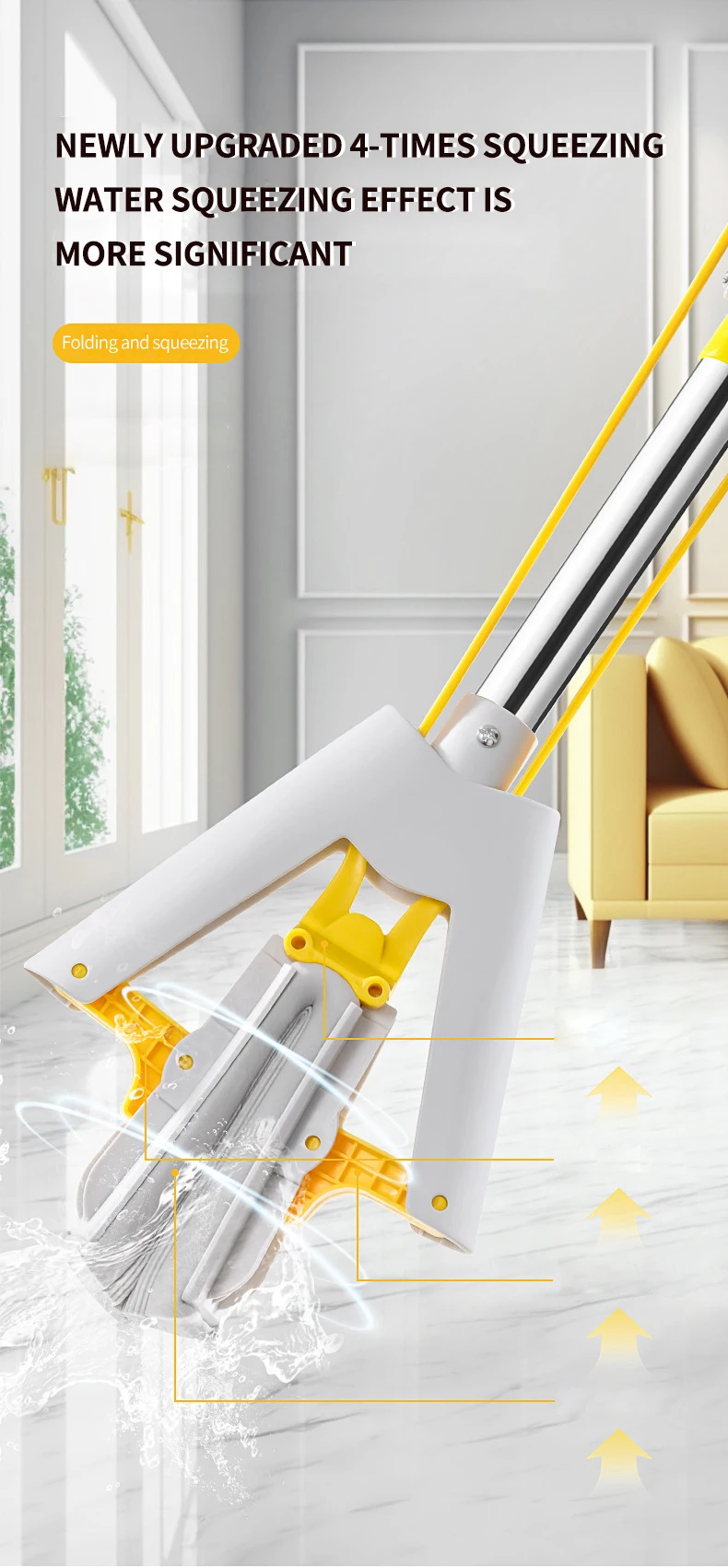 mop with a bucket for cleaning the floor new mop bucket with wheels yellow color reusable floor cleaning mop with bucket