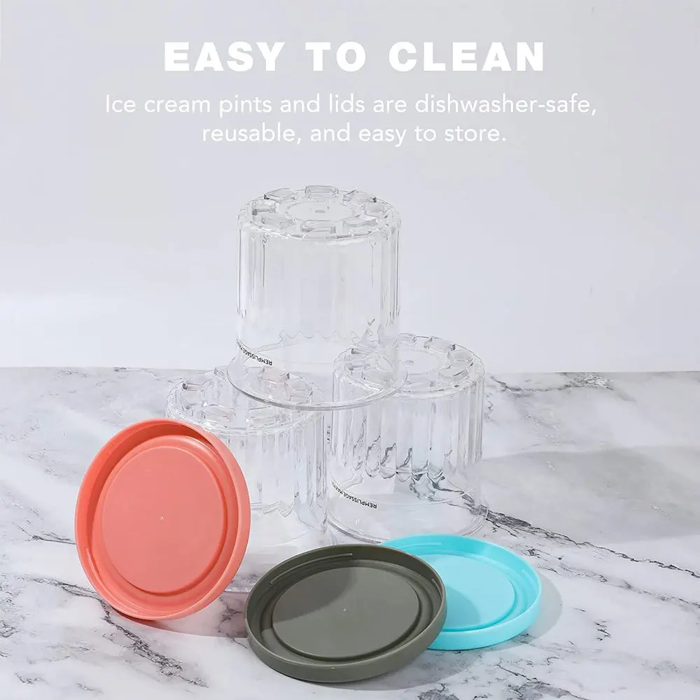 16oz Plastic Cups with Lids NC299 NC300 Compatible Replacement Storage Container Food Safe for Ninja XSKPLID2CD Ice Cream Pint