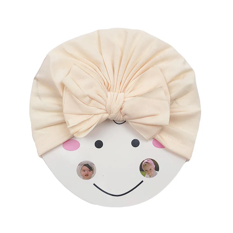 RTS Fashion Wholesale Pure Color Soft Cotton Spdandex Headwrap Headband Newborn Infant Baby Girls Knot Bow Hair Turban