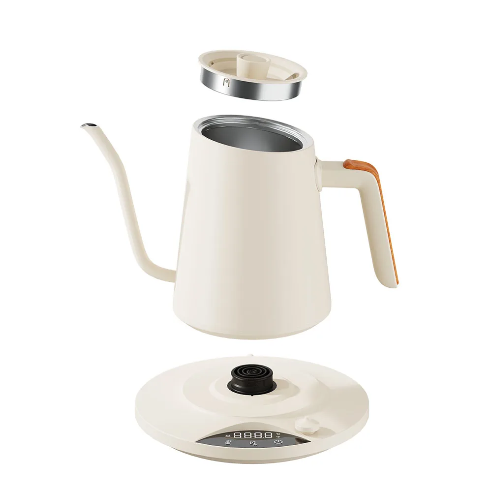 New 220V White Stainless Steel Electric Variable Temperature Setting Kettle Gooseneck Coffee Tea Maker For Boiling Tea Coffee