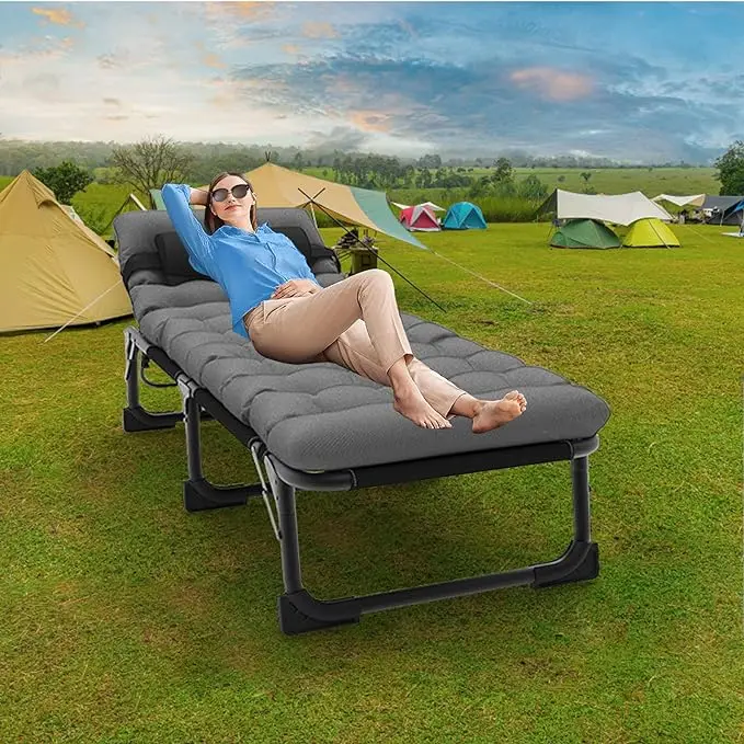 Hot Sales Outdoor Portable Folding Camping  Adjustable Reclining Chair With Mattress