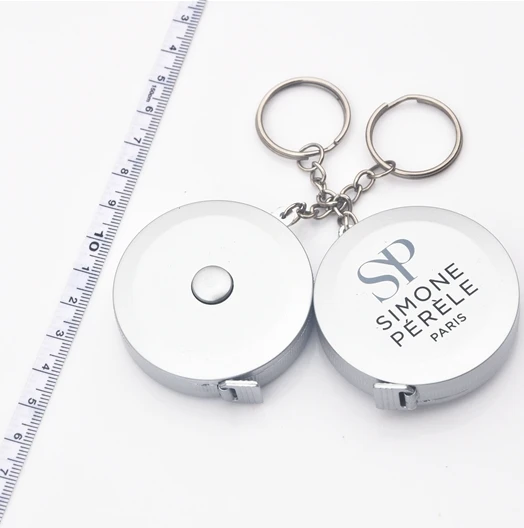 Wintape  1.5m Silver Retractable  Measure Tape Keychain  Custom Business Promotional Gift Sewing Measuring Ruler