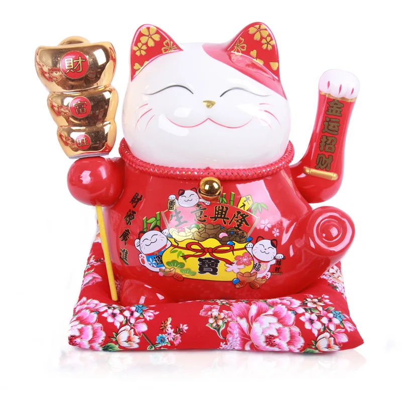 Wholesale Dropship  Cat Statue Ceramic Figurine Home Decor Lucky Cat Maneki Neko
