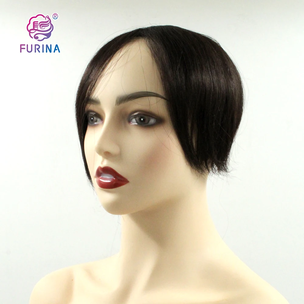 Cheap Virgin European Bangs Skin Base Topper Wig  9*10 Silky 50G Human Hair Topper For Women