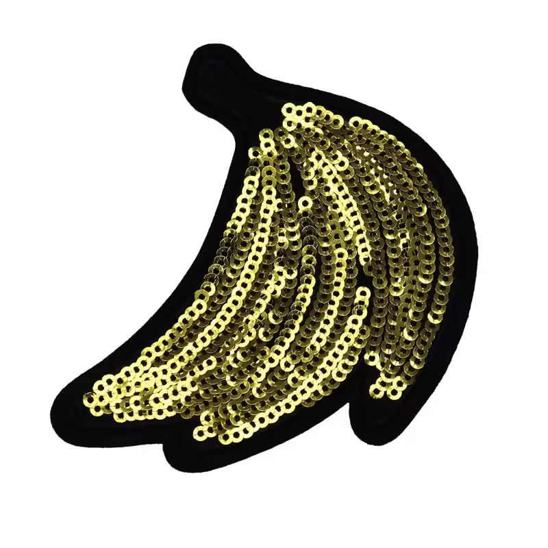 Custom Fruit Banana Sequin Iron On Patches Embroidered Sew-On Patches For Clothing